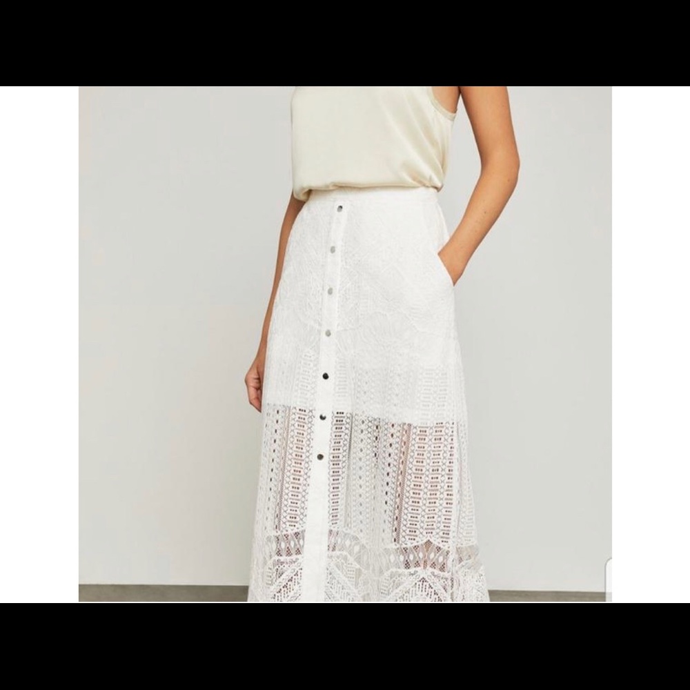 BCBGMAXAZRIA white lace maxi skirt